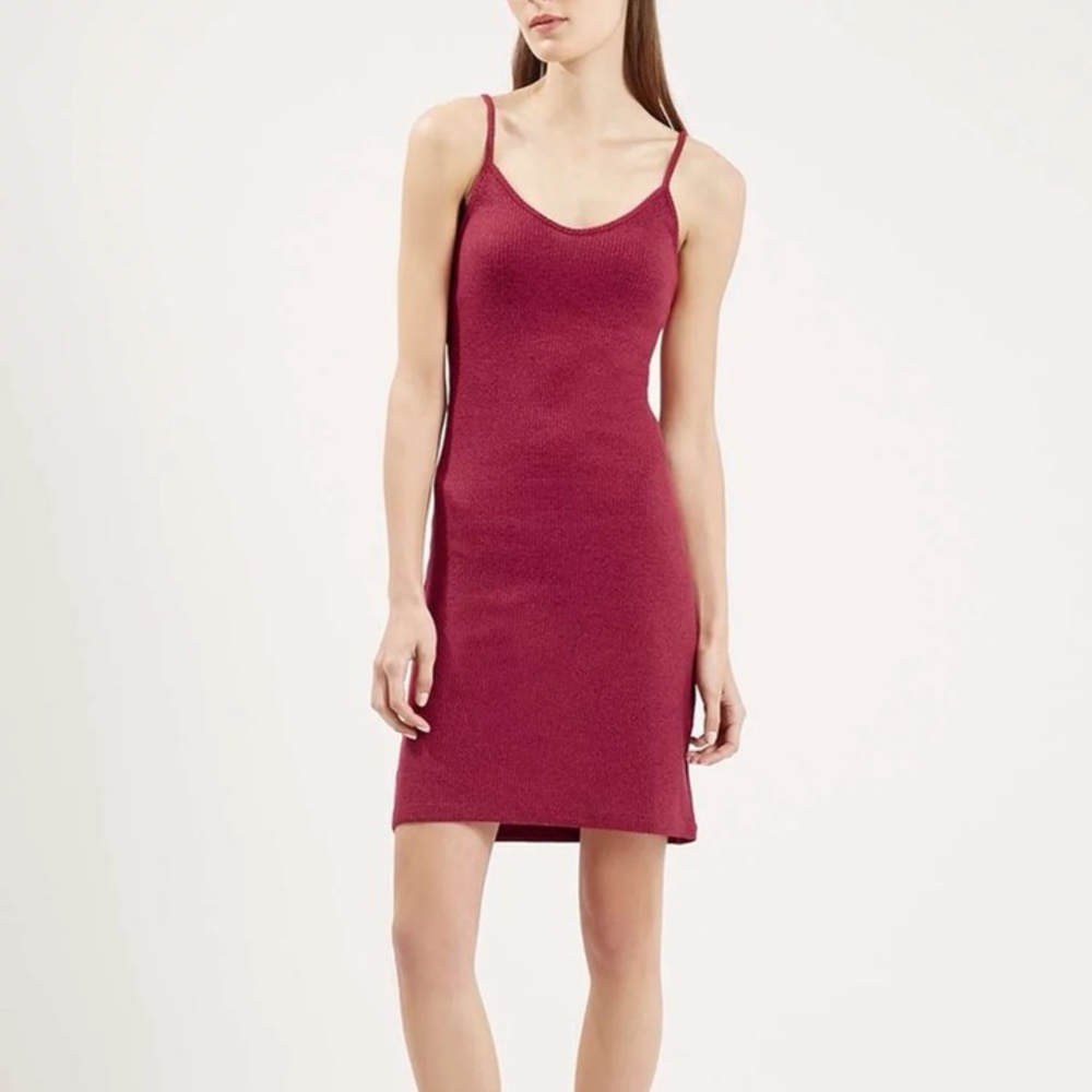 Topshop Red Ribbed Bodycon Dress